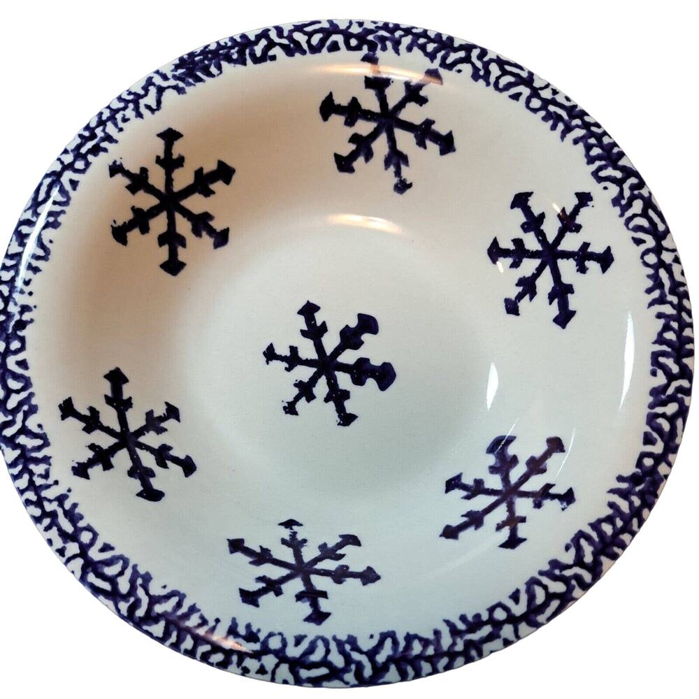 Gibson All Purpose Bowl Cereal Soup Ice Cream Blue White Christmas Snowflake (4)